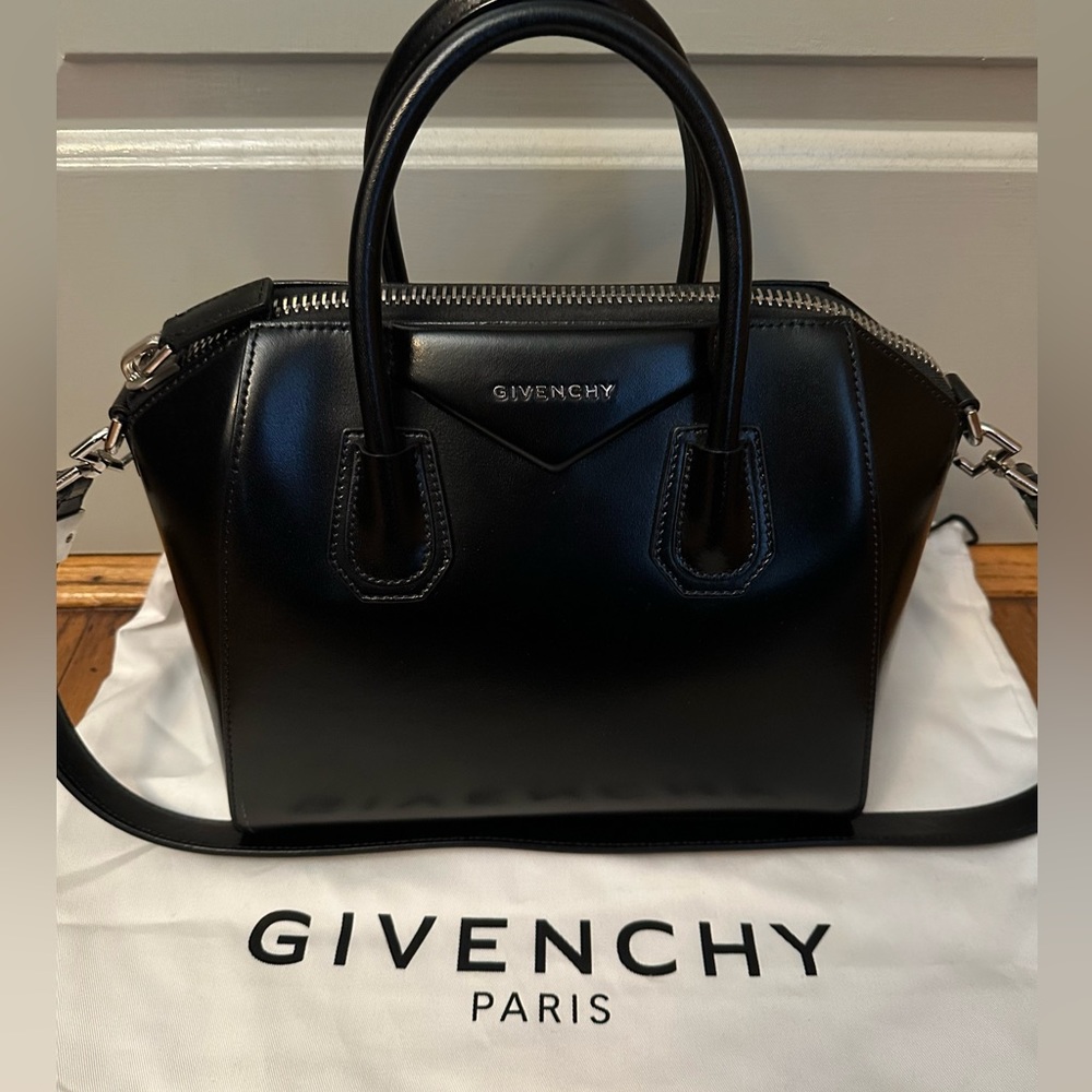 Givenchy Antigona Small Satchel in Black Calfskin Leather
